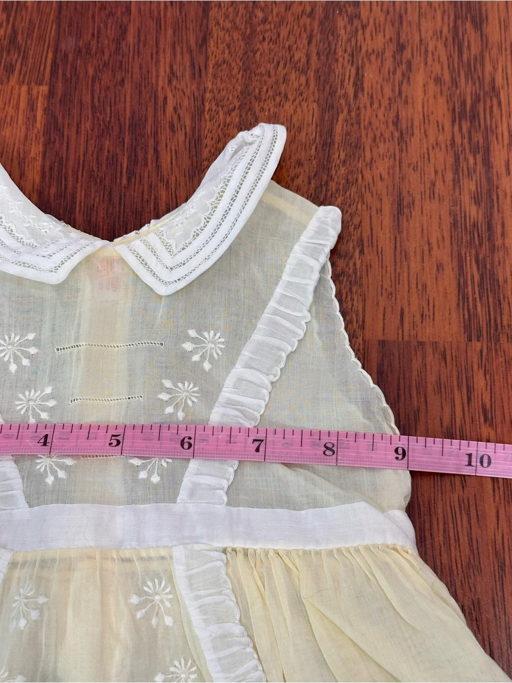 Vintage Handmade Embroidered White & Cream Baby Girl Dress Made in Philippines
